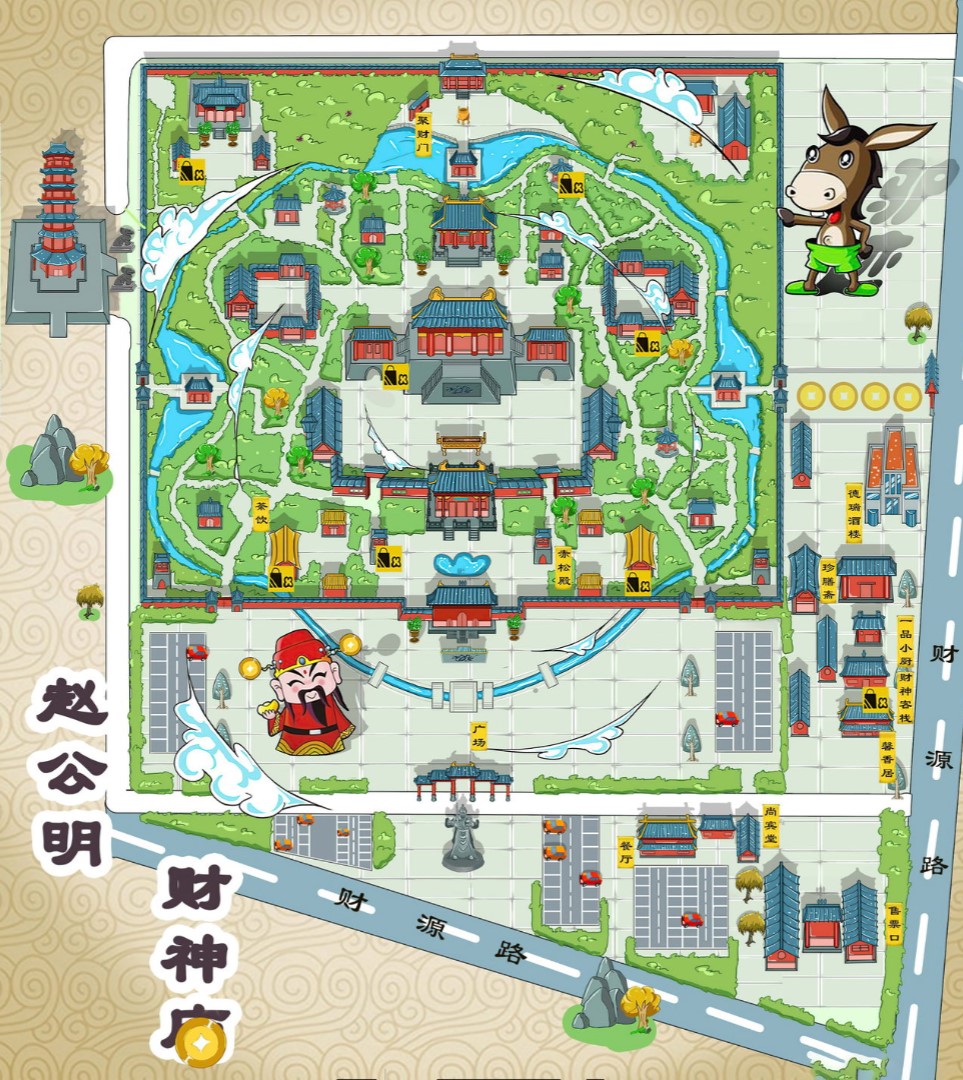 梁子湖寺庙类手绘地图